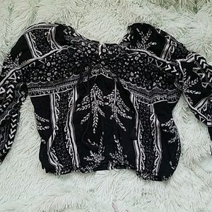 Free People black and white long sleeve  top